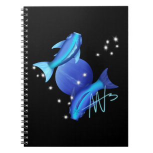 Starry Pisces Neptune Zodiac Notebook