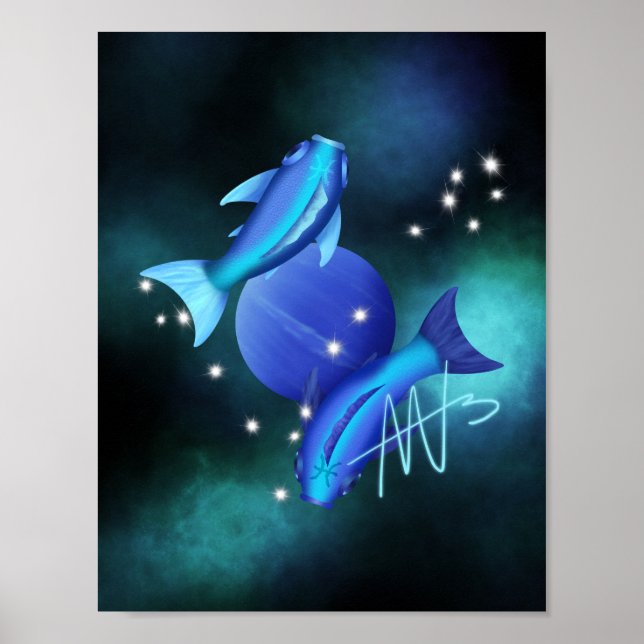 Starry Pisces Neptune Zodiac Poster (Front)