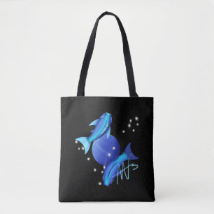 Starry Pisces Neptune Zodiac Tote Bag