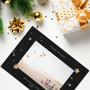 Starry Premium Black Onyx Christmas Photo Happy Holiday Card