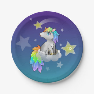 Starry Rainbow Unicorn Customisable Party Plates