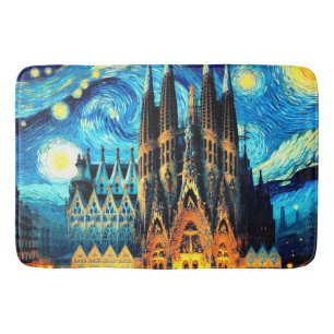 Starry Sagrada Familia Barcelona Bath Mat