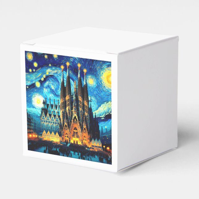 Starry Sagrada Familia Barcelona Favour Box (Front Side)