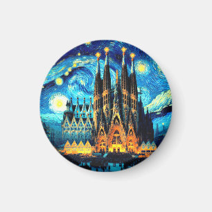 Starry Sagrada Familia Barcelona Magnet