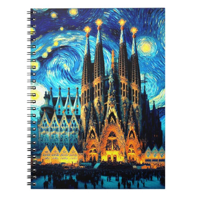 Starry Sagrada Familia Barcelona Notebook (Front)