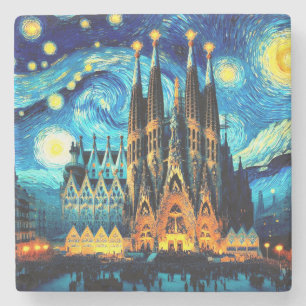 Starry Sagrada Familia Barcelona Stone Coaster