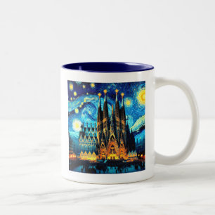 Starry Sagrada Familia Barcelona Two-Tone Coffee Mug