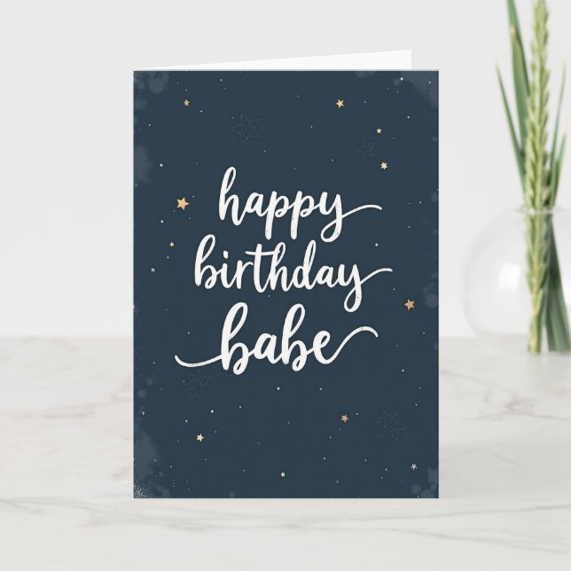 Starry Script Birthday Card (Front)