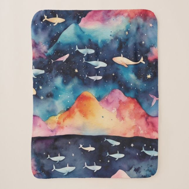 Starry Seascape Sherpa Blanket (Front)