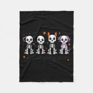 Starry Skeleton Dogs Shirt Cute Halloween Dog Art Fleece Blanket