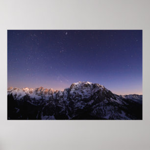 Starry sky above mountains poster
