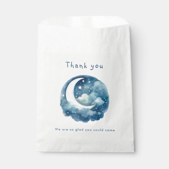 Starry sky and moon baby shower favour bag (Front)