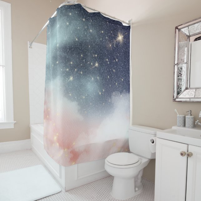 Starry Sky Background Shower Curtain (In Situ)