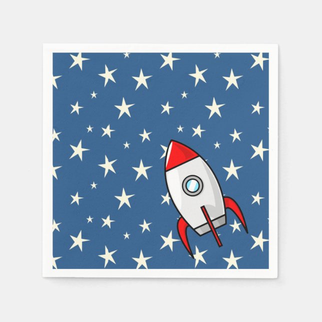 Starry Sky Fat Rocket Ship Napkin (Front)
