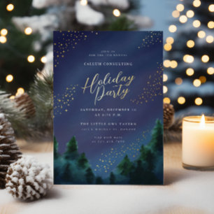 Starry Sky Gold Foil Holiday Party Invitation