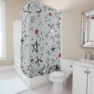 "Starry Sky" Grey Fun Graphic Shower Curtain