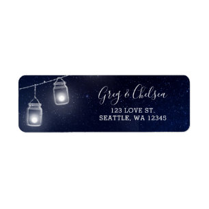 starry sky mason jars wedding return address label