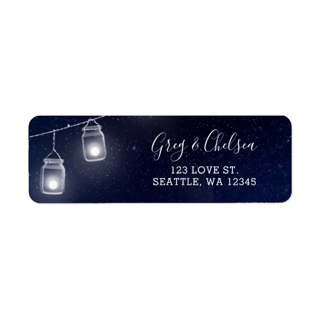 starry sky mason jars wedding return address label (Front)