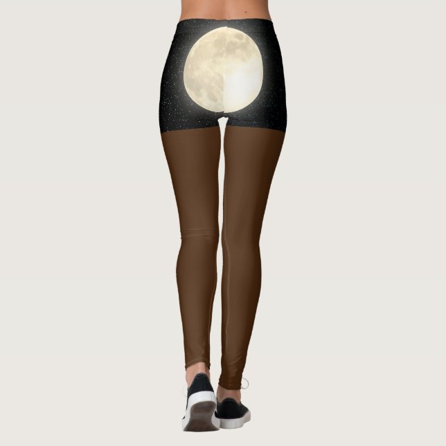 Starry Sky Moon Butt African-American Bare Legs Leggings (Back)