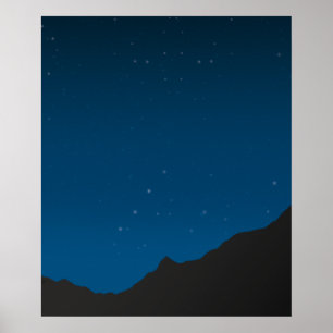 Starry Sky Over Mountains At Night Poster