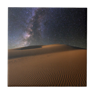 Starry Sky over the Sand Dunes Gobi Desert Ceramic Tile