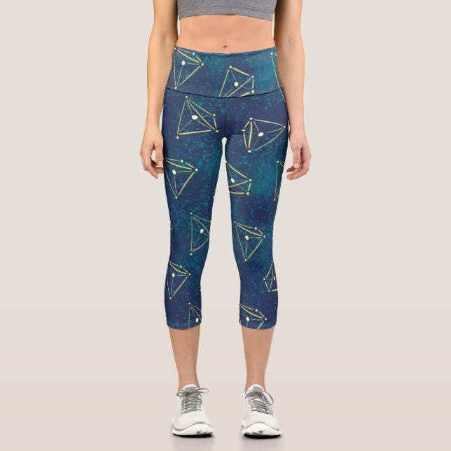 Starry Sky Space GeometryChemistry Constellations  Capri Leggings (Front)