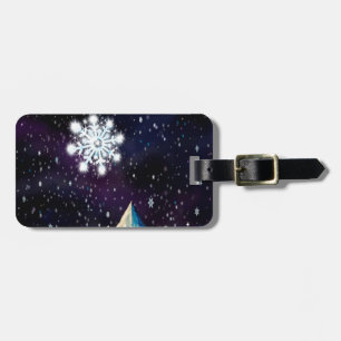 Starry Sky w BIG Snowflakes Luggage Tag