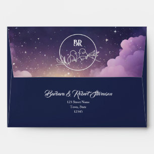 Starry Sky Wedding Envelope with Twilight Clouds