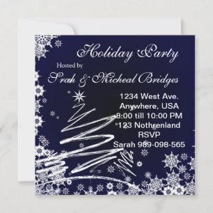 Starry Snowy Night Holiday Party invitation