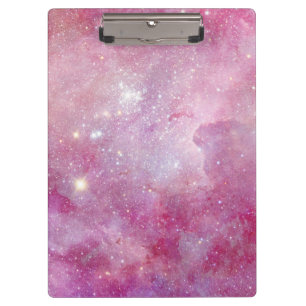 Starry Space Light Pink Watercolor Stars Galaxy Clipboard