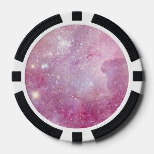 Starry Space Light Pink Watercolor Stars Galaxy Poker Chips