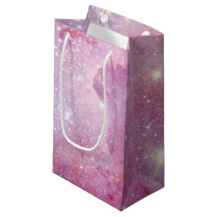Starry Space Light Pink Watercolor Stars Galaxy Small Gift Bag
