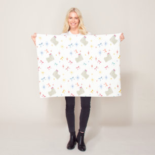 Starry Sparkle Cute Puppy  Wishes Fleece Blanket