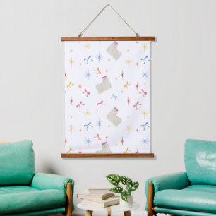 Starry Sparkle Cute Puppy Wishes Hanging Tapestry