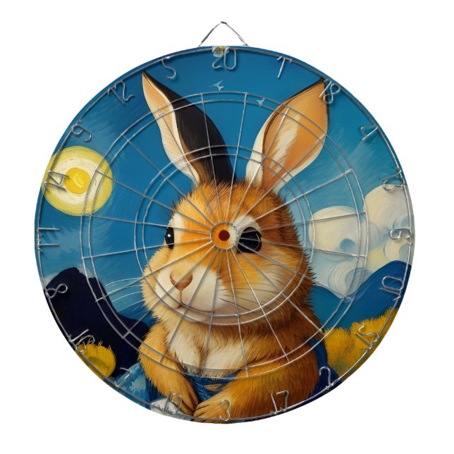 Starry Spring Bunny  Dart Board  (Front)