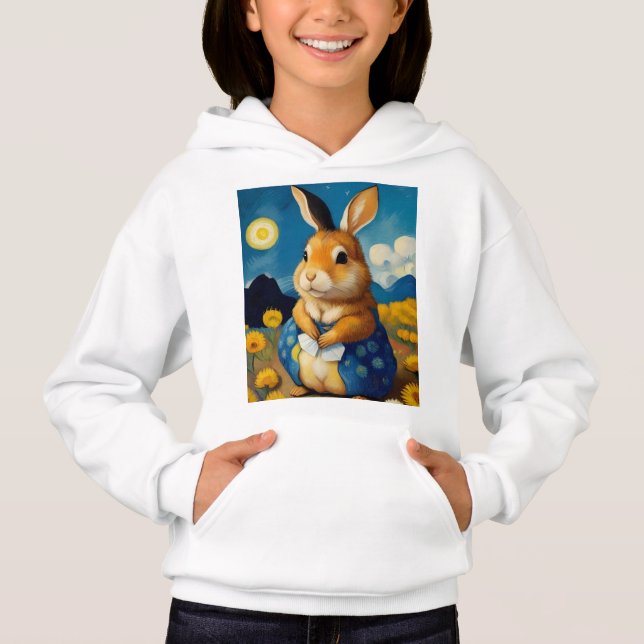 Starry Spring Bunny  Hoodie (Front)