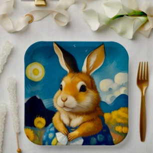 Starry Spring Bunny Paper Plate