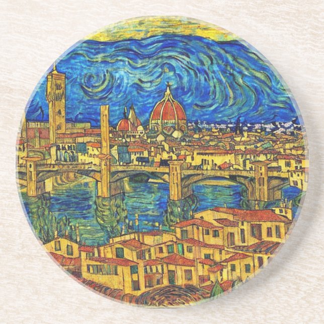 Starry Starry Night Florence Italy Coaster (Front)