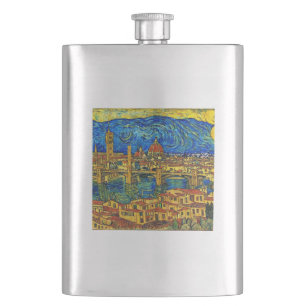 Starry Starry Night Florence Italy Hip Flask