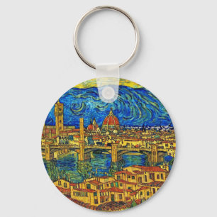 Starry Starry Night Florence Italy Key Ring
