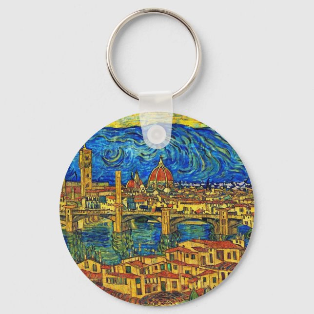 Starry Starry Night Florence Italy Key Ring (Front)