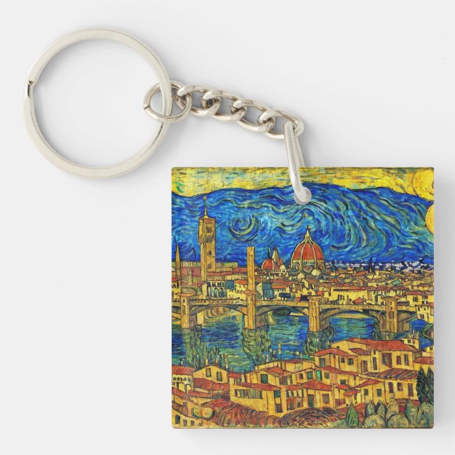 Starry Starry Night Florence Italy Key Ring (Front)