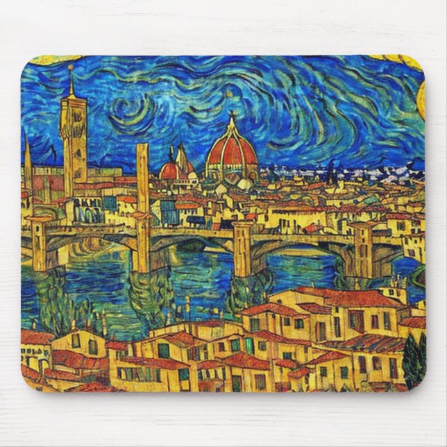 Starry Starry Night Florence Italy Mouse Pad (Front)