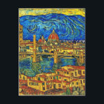 Starry Starry Night Florence Italy Postcard<br><div class="desc">This beautiful design shows the city of Florence Italy in a style of Van Gough's Starry Starry Night painting.</div>