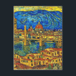 Starry Starry Night Florence Italy Postcard<br><div class="desc">This beautiful design shows the city of Florence Italy in a style of Van Gough's Starry Starry Night painting.</div>