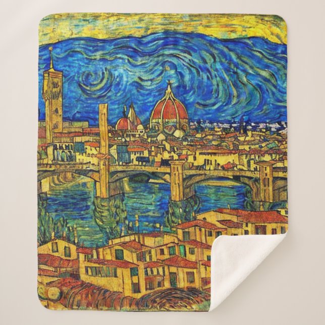 Starry Starry Night Florence Italy Sherpa Blanket (Front)