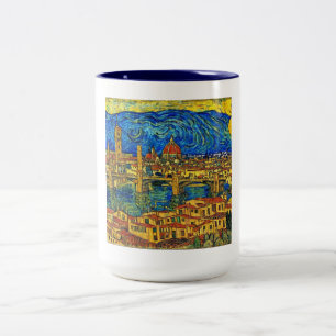 Starry Starry Night Florence Italy Two-Tone Coffee Mug