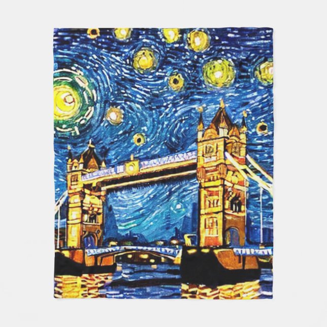 Starry Starry Night London England Fleece Blanket (Front)
