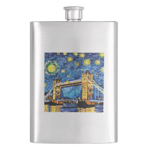Starry Starry Night London England Hip Flask