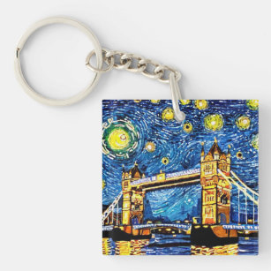 Starry Starry Night London England Key Ring